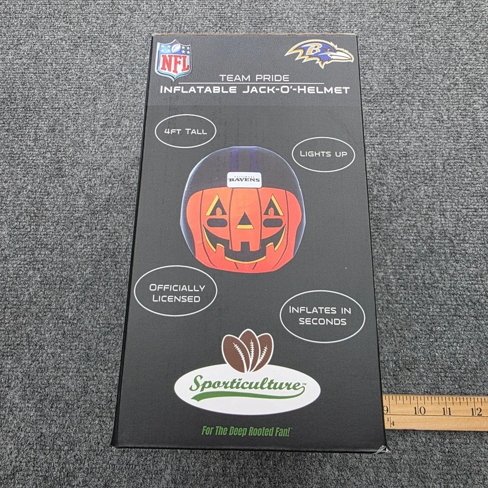NFL Baltimore Ravens 4 FT Inflatable Jack-O-Helmet LED Pumpkin Halloween Decor